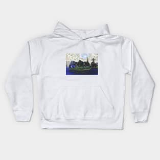 Clonmacnoise Abbey ruins in County Offaly in Ireland Kids Hoodie